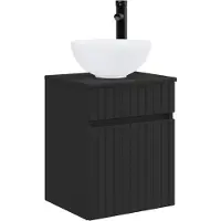 vidaXL Wandgemonteerde wastafelmeubel Zwart 39 x 35 x 63 cm