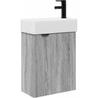 vidaXL Badkamermeubel met kraan Grijs Sonoma 45,5 x 22,5 x 84 cm