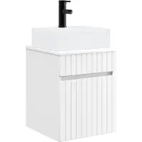 Syfax Wandgemonteerde wastafel Wit 39 x 41 x 62,5 cm Bewerkt hout