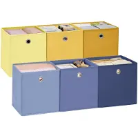 Songmics - Opbergbox - Opbergdoos - Set van 6 - Vouwbare Stoffen Boxen - Kastruimte en Organisatie