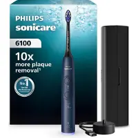 Philips Sonicare 6100 Series Elektrische Tandenborstel – Extra Zacht voor Gevoelige Tanden, S2 Sensitive Opzetborstel, Druksensor, Travel Case, Tot 21 Dagen Batterijduur – HX7403/08