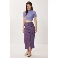 Happiness İstanbul Hoge taille geometrische print midi bodycon rok met split