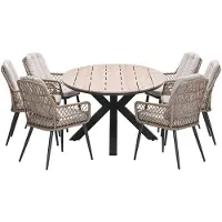 Garden Impressions Kalibo tuinset 7-delig natural - Tulli tuintafel 220x115 cm - light teak vironwood