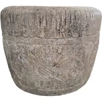 Ptmd Sasha Cream Cement Fiber Pot Flower Pattern RoundS