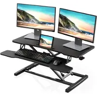 FITUEYES Zit-Sta Bureau Converter - Hoogte Verstelbare Bureauverhoger Met Toetsenbordlade - Ergonomische Laptop En PC Standaard - Zwart