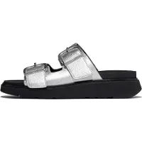 FitFlop Gen-ff buckle tumbled-leather two-bar slides