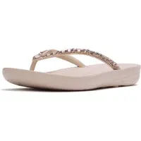 FitFlop Dames Chanclas iQushion Multi-Crystal Ergonomic nude (37), Plat, Geen, Strandkleding JC8-D46
