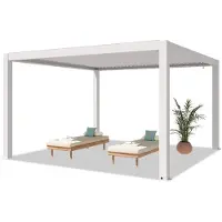 PRIMEYARD Pergola 4x4 m, lamellendak, wit