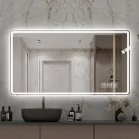 HAUSS SPOLE Badkamerspiegel – Led Verlichting En Anti Condens – 60 x 100 cm – Glas En Metaal – Zilver – Wandmontage