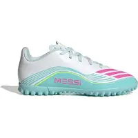 Adidas Performance F50 Messi Club TF junior voetbalschoenen wit/roze/lichtgroen Jongens/Meisjes Imitatieleer - maat 38 2/3