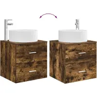 vidaXL Badkamermeubel Set 5 st Gerookt eiken Bewerkt hout en glas