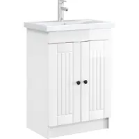 vidaXL Badkamer onder Wastafel Kast Hoogglans Wit 56 x 37,5 x 81 cm