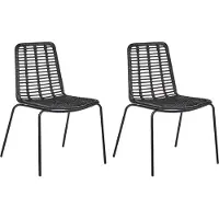 Beliani TAOS - Eetkamerstoel set van 2 - Zwart - Rotan
