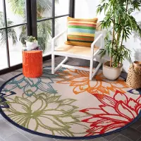 Muratap Binnen en buiten rond vloerkleed floral outdoor laagpolig tapijt 150 cm rond