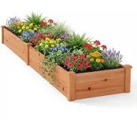 Costway Verhoogd bloembed van hout, 240 x 60 x 25 cm, plantenbak voor groenten, bloemen, kruiden, fruit, bloembak, plantenbed, voor achtertuin, gazon (oranje)