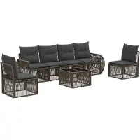 vidaXL Tuinbank Set 7 st Grijs en Donkergrijs poly rattan