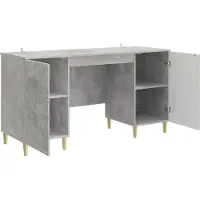 vidaXL Bureau Betongrijs 142,5 x 50 x 75 cm Bewerkt hout