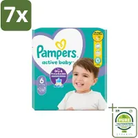 Pampers 7 x – Luiers – Active Baby Maat 6 – 32 Luiers - Grootverpakking - Baby Luiers - Bescherming Tegen Doorlekken - Bewegingsvrijheid - Comfort - Droogheid