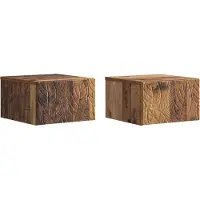vidaXL Muurbevestigde Nachttafel 2 st Oud hout 49 x 34,5 x 20 cm