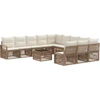 vidaXL Tuinbankenset 12 st Beige poly rattan