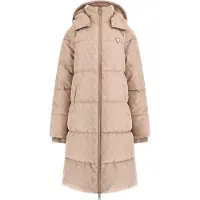 GUESS Dames Jas Bruin V5BL08WGLW2/Fngx 4G Hoodie Long Puffer Jacket