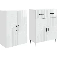 vidaXL Kast Set 2 pcs Hoogglans Wit 66 x 34,5 x 89,5 cm Bewerkt hout