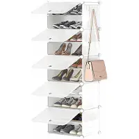 Unyqoos schoenenkast – 10 niveaus, ruimte voor 20 paar schoenen, 5 compartimenten (40x30x30 cm), metalen frame, PP-kunststof en ABS, afneembare middenwand, geventileerd, voor zelfmontage