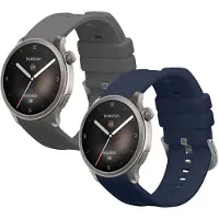 Kwmobile 2x horlogebandjes geschikt voor Huami Amazfit Balance A2286 bandje - Smartwatch bandjes van TPU - Activity tracker horloge band in donkerblauw / grijs