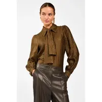 Aaiko Dames Blouses Veronne Tie Vis 545 - Khaki - Maat XS