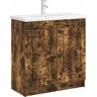 vidaXL Badkamer onder Wastafel Kast Gerookt eiken 56 x 37,5 x 81 cm
