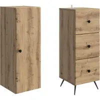 vidaXL Kast Set 2 st 34,5 x 34,5 x 90 cm Bewerkt hout Artisanaal eiken