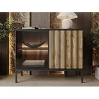 GRAINGOLD – Dressoir Deo – Mat zwart - Met Deuren - Moderne Opbergruimte - 104 cm