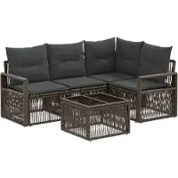 vidaXL Tuinbank Set 5 st Grijs poly rattan