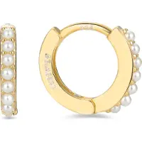 Luxenter Sterling Zilver 925 oorbellen met witte parel afgewerkt in 18K geelgoud - Leofcar