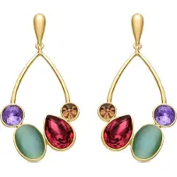 Luxenter Multicolour Zirkonia oorbellen afgewerkt in 18k geel goud - Mortha