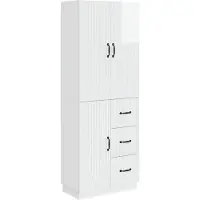 vidaXL - Kast - Set - 2 - st - Hoogglans - Wit - Bewerkt - hout