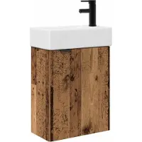 vidaXL Badkamermeubel met kraan Oud hout 45,5 x 22,5 x 84 cm