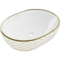 Mexen Viki opzetwastafel 48 x 35 cm, wit/goud ruitpatroon - 21054809