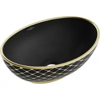 Mexen Elza opbouwwasbak 40 x 33 cm, zwarte mat/gouden rasterpatroon - 21014029