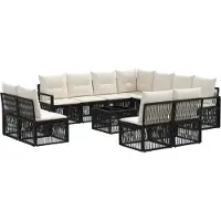 vidaXL Tuinbank Set 12 st Zwart poly rattan
