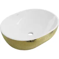 Mexen Viki opzetwastafel 48 x 35 cm, wit/goud schubbenpatroon - 21054808
