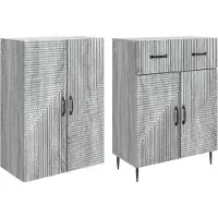vidaXL Kast Set 2 pcs Grijs Sonoma 66 x 34,5 x 89,5 cm Bewerkt hout