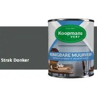 Koopmans Verf Koopmans Reinigbare Muurverf – Afwasbare Schrobvaste Muurverf Binnen – Mat – Voor Keuken, Woonkamer & Kinderkamer – Strak Donker – 2,5 l