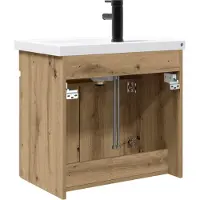 vidaXL Badkamerkast onder wastafel met kraan, Artisan-eikenhout