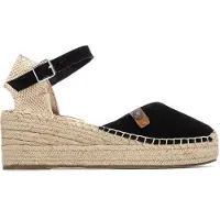Refresh Dames Leren Espadrilles 175235 zwart (39), 3 tot 5 cm, Suède, Gesp, Casual 17523505-NEGRO