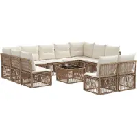 vidaXL Tuinbank Set 12 st Beige poly rattan