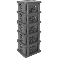 BranQ - Ladesysteem - Kast met 5 manden - 24 x 29,5 x 80 cm - donkergrijs