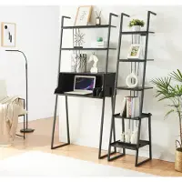 En.casa 2-delige meubelset Storfjord staand rek en bureau zwart set 3 []