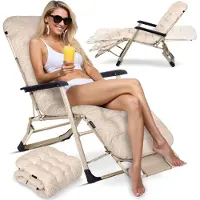 Sofotel Opvouwbare tuinligstoel met kussen, ChillWell, beige