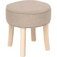 Atmosphera Zit krukje/bijzet stoel - Adriel - hout/stof - beige fluweel - D35 x H40 cm - Extra zitplaatsen